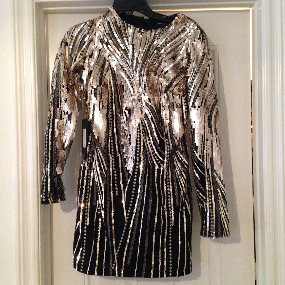 Marciano Tiffany long sleeve sequin dress. NWT.
